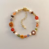 Clementine Bracelet | Fall Flower Bracelet | Handmade Whimsical Beaded Bracelet | Gold Filled Jewelry | Adjustable Gemstone Bracelet - Image 3