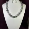 Set/3, Iridescent Metal/Fluorite, Neckpiece Set, Necklace Set, Aqua/Lavender. AA182.