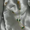 Anastacia - Emerald Green Gold Pendant Necklace, Non-Tarnish Stainless Steel, Vintage Style, perfect gift for her - Image 2