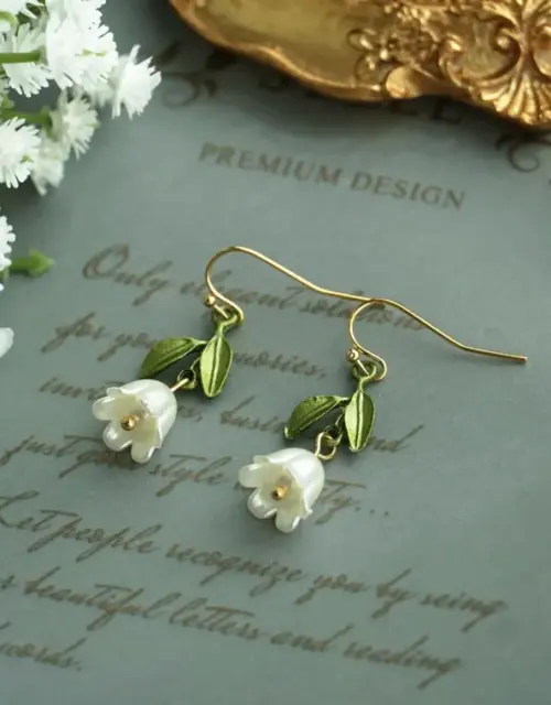 lily of the Valley Flower Earrings Wedding Earrings Bridal earrings Fairy earrings christmas gift Cottagecore Dangle Flower Earrings1001