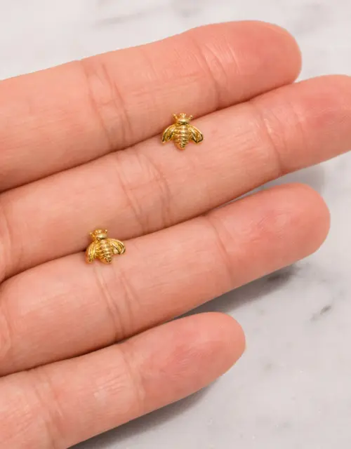 Cute 18K Gold Plated Bee Stud Earrings