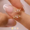 Pastel laurel ring peridot rose quartz leaves leaf adjustable vine ring 18k gold plated Rhodium plated 18k rose gold plated