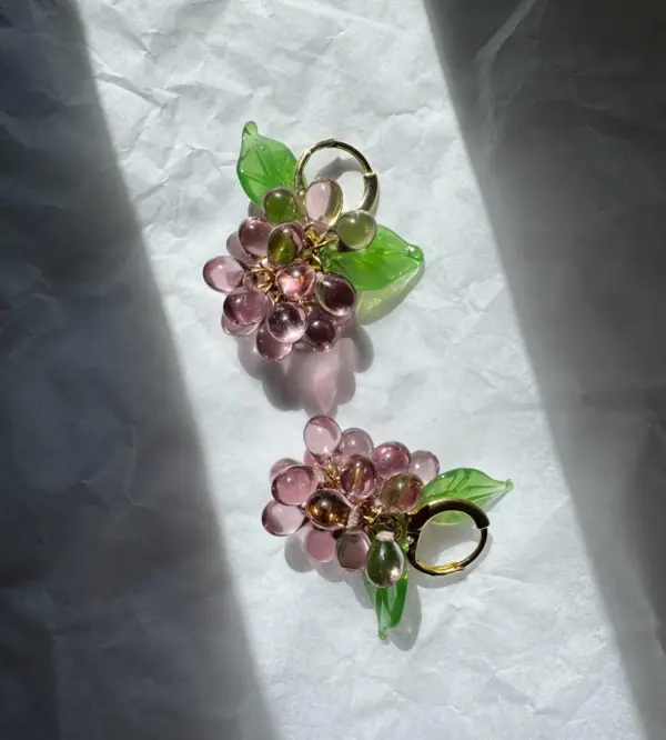 Berries Huggie Hoop Sterling Silver Earrings - Image 2