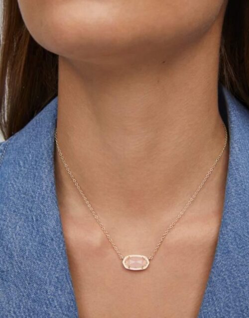 Elisa 14k Gold Pendant Necklace in Rose Quartz