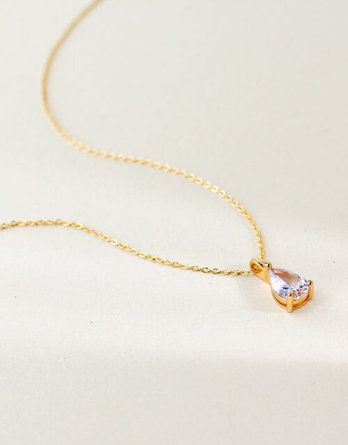 Teardrop Diamond Necklace, Diamond Droplet Pendant, Diamond Solitaire Necklace